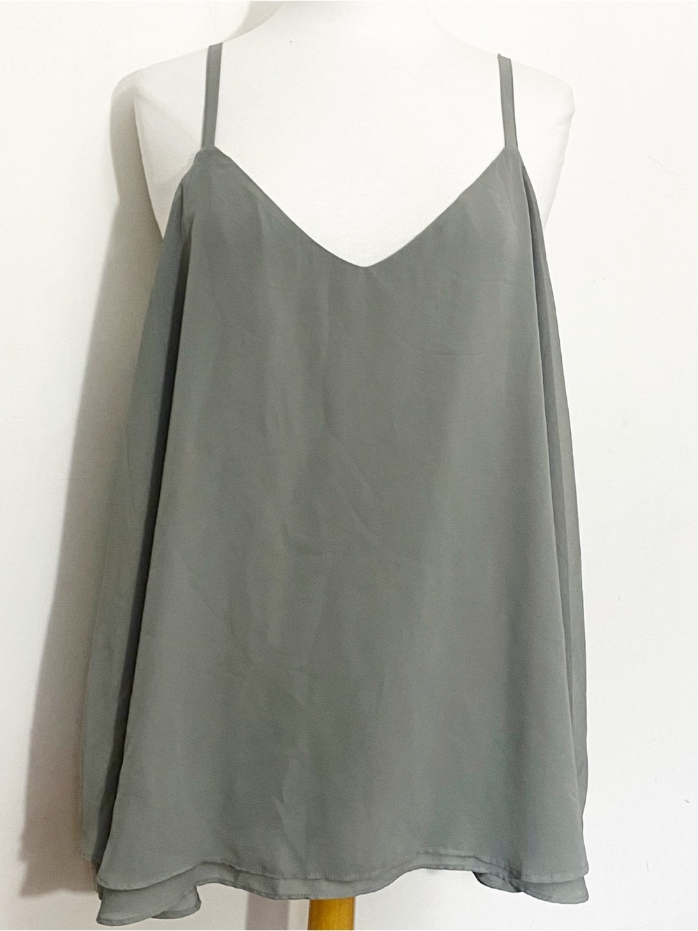 Torrid Grey Two Layer Tiered Adjustable Strap Chiffon Cami Blouse 2X